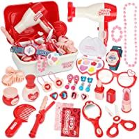 Los mejores  - Sanlebi Pretend Maleta de Maquillaje para niños con 28 Piezas peluqueria Juguete de joyería Set para niñas de 3 años